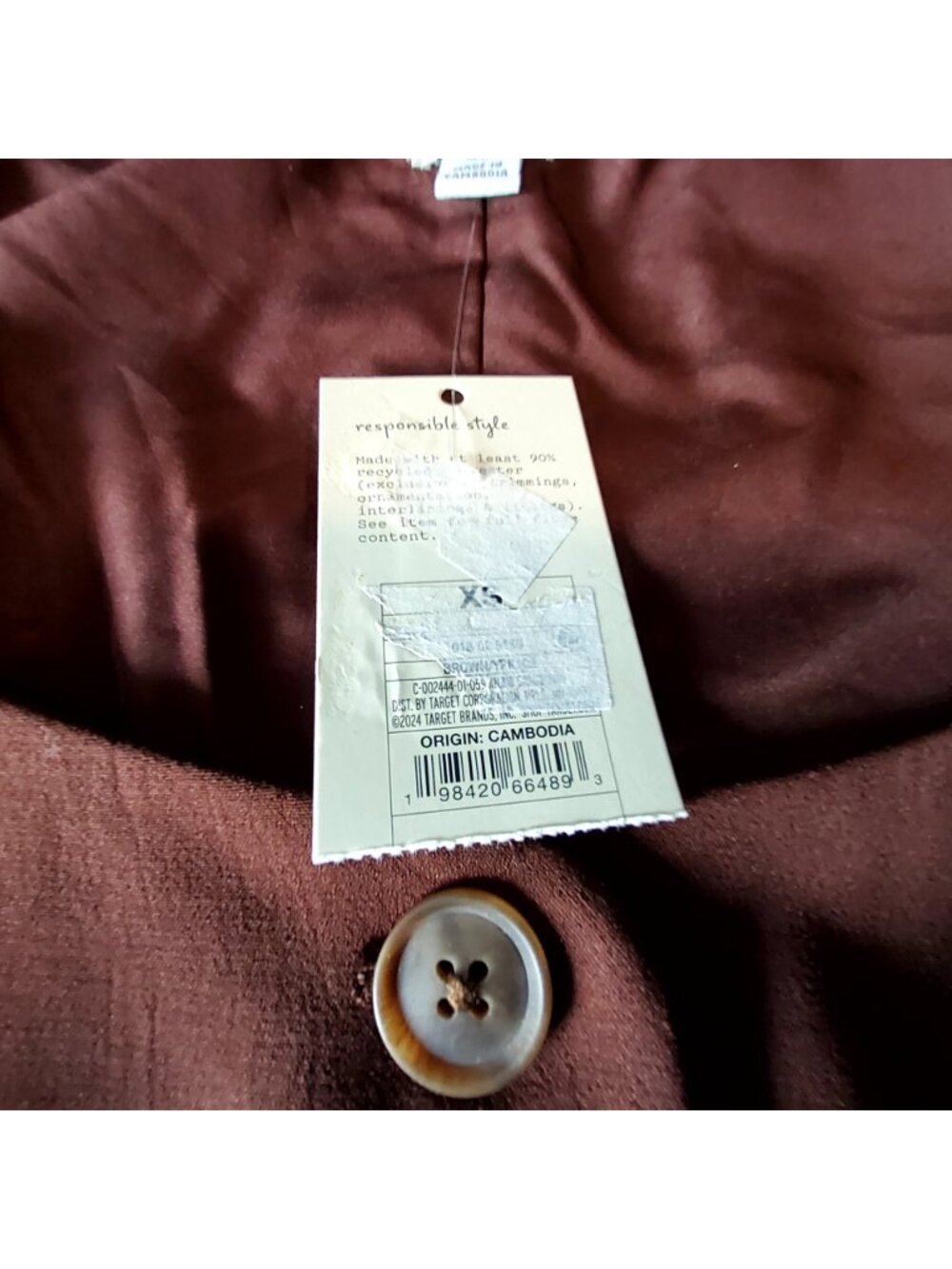 A New Day Womens Sleeveless Brown Vest Size XS Recycled Polyester Button Closure - Picture 5 of 9